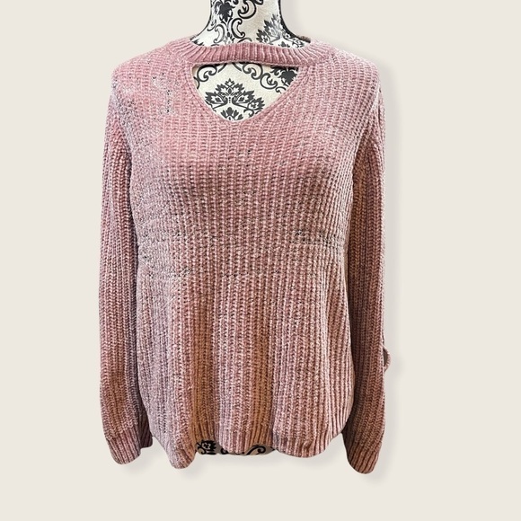 NO boundaries soft lightly deconstructed pink sweater - Picture 1 of 9